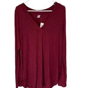 Old Navy‎ Luxe Burgundy Long Sleeve T-Shirt - Size Medium Tall